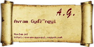 Avram Gyöngyi névjegykártya